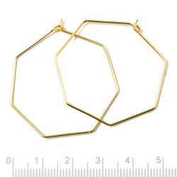 Hexagon Kreole, Hoop, vergoldetes Sterlingsilber, 30x0,8 mm, 2 Stk