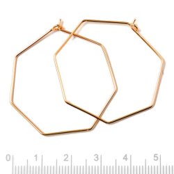 Hexagon Kreole, Hoop, rosa-vergoldetes Sterlingsilber, 30x0,8 mm, 2 Stk