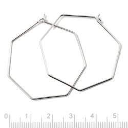 Hexagon Kreole, Hoop, Sterlingsilber, 35x0,8 mm, 2 Stk