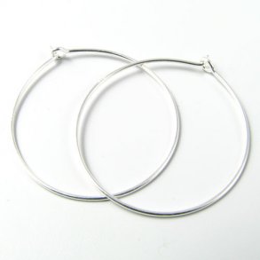 Earring Findings, Hoop with Loop 40mm, Silver Plated (6 Pairs) —  Beadaholique