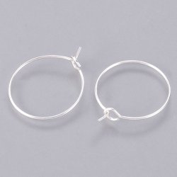 Hoop Ohrring, versilbertes messing, 15x0,7 mm. 6 Stk