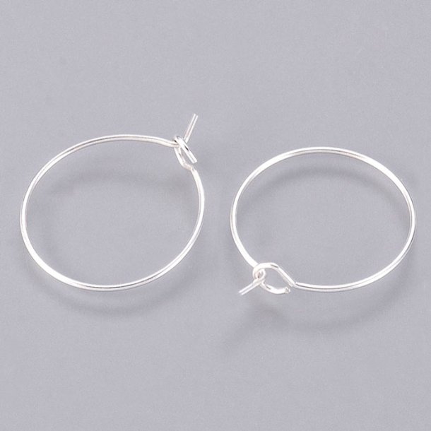 Hoop earring, bulk purchase, silver-plated brass, 15x0.7mm 100pcs