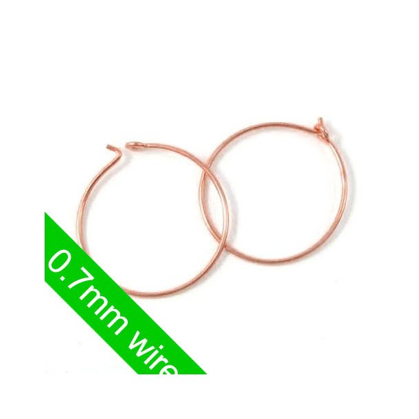 Hoop earring, rose-gilded sterling silver, 20x0.7mm, 2pcs.