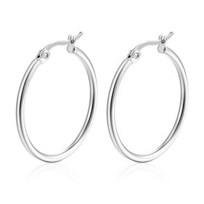 Kreoler med klap-lukning, rustfrit st�l, 20x2 mm, 1 par