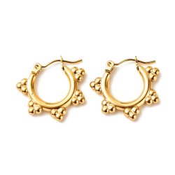 Flower hoop earrings with hinged closure, gold-plated 304 stainless steel, 21x19 mm, 1 pair