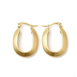 Oval hoop earrings, PVD gold-plated stainless steel, 24.5x19.5x5.5 mm, 1 pair