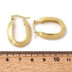 Oval hoop earrings, PVD gold-plated stainless steel, 24.5x19.5x5.5 mm, 1 pair