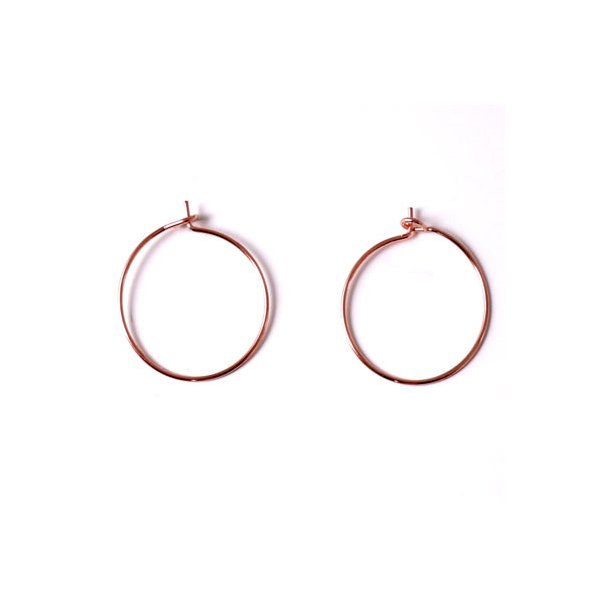 Hoop earring, rose gold plated brass, 25x0.7mm 6pcs.