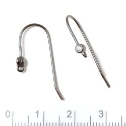 Ohrhaken mit Kristall und offener se, oxidiert Silber, 27 mm, 2 Stk.