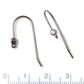 Ohrhaken mit Kristall und offener se, oxidiert Silber, 27 mm, 2 Stk.