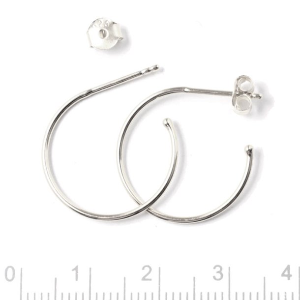 Earstuds, open arch, Sterlingsilver, diameter 20mm, 2pcs