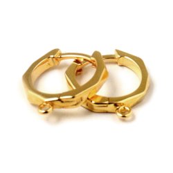 Scharnierkreole mit Facetten und se, vergoldetes Silber, 13x2 mm, 2 Stk