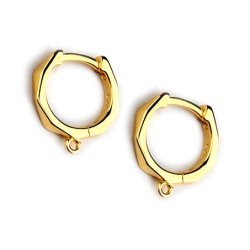 Scharnierkreole mit Facetten und se, vergoldetes Silber, 13x2 mm, 2 Stk