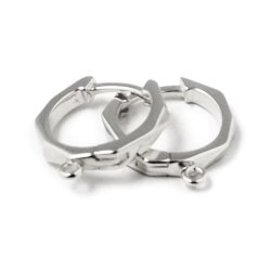 Klappbarer Ohrring, Reifen mit facetten und &Ouml;se, Silber, 13x2 mm, 2 Stk