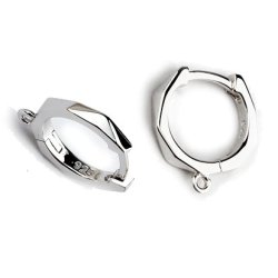 Klappbarer Ohrring, Reifen mit facetten und &Ouml;se, Silber, 13x2 mm, 2 Stk