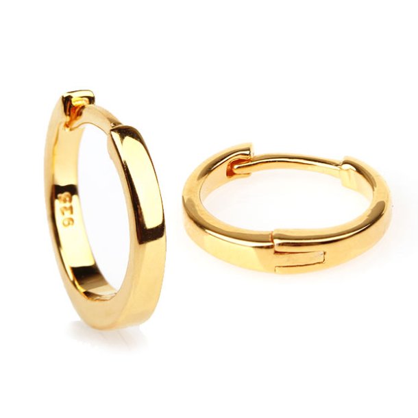 Hinged hoop, simple, small variant, gold-plated silver, 10x2 mm, 2 pcs.