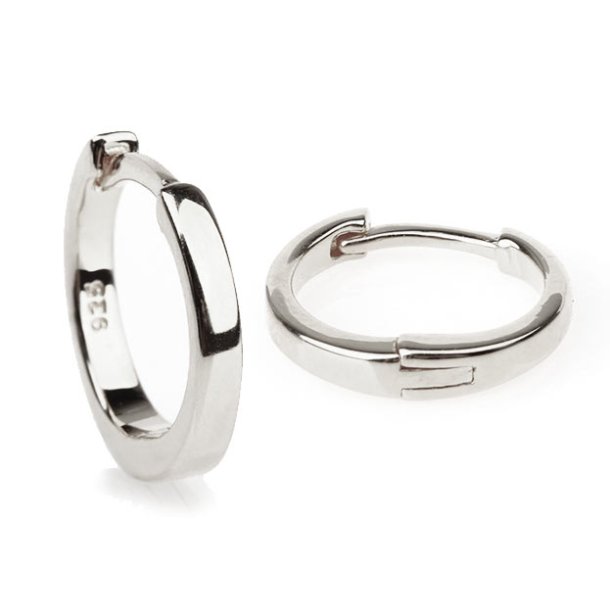 Hinged creole, simple, silver, small variant with diameter 10 mm, thickness 2 mm, 2 pcs