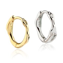 Klappbarer Ohrring, organische Form, vergoldetes Silber, 13x3,3 mm, 2 Stk