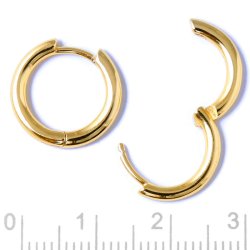 Klappbarer Ohrring, einfach, runder Draht, vergoldetes Silber, 15x2 mm, 2 Stk