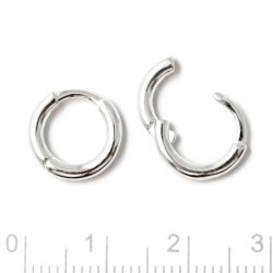 Klappbarer Ohrring, einfach, runder Draht, Silber, 12x2 mm, 2 Stk