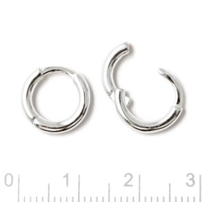 12 x 2mm 925 Sterling Silver Hoop Earrings for Men
