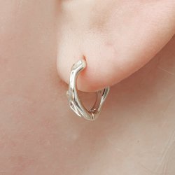 Klappbarer Ohrring, organische Form, Silber, 13x3,3 mm, 2 Stk