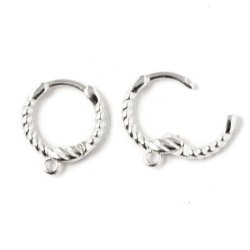 Scharnierkreole mit gedrehter Ornamentik und &Ouml;se, silber, 13x2 mm, 2 Stck