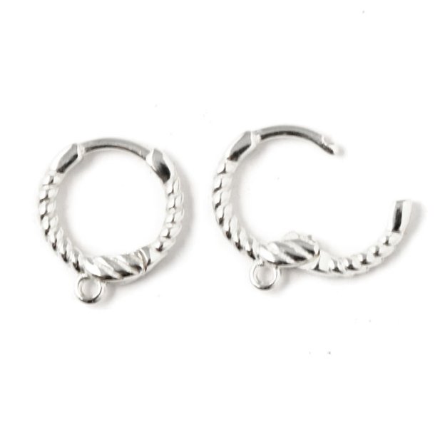 Hinged creole with twisted ornamentation and eye, silver, 13x2 mm, 2 pcs