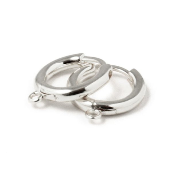 Hinged creole, basic round wire and eye, silver, 11,5x2 mm, 2 pcs