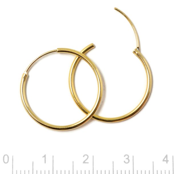 Hinged hoop earring, gold-plated silver, 25x1.5mm, 2pcs.