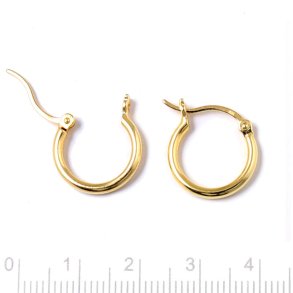 Creole, vergoldetes Sterlingsilber, mit Klappscharnier, 15x2 mm, 2 Stck.