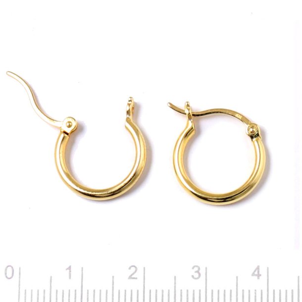 Creole, gold-plated sterlingsilver, with folding hinge, 15x2 mm, 2 pcs.