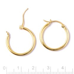 Creole, vergoldetes Silber, mit Klappscharnier, 20x2 mm, 2 Stck.