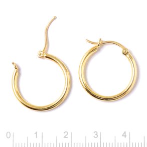 Creole, vergoldetes Silber, mit Klappscharnier, 20x2 mm, 2 Stck.