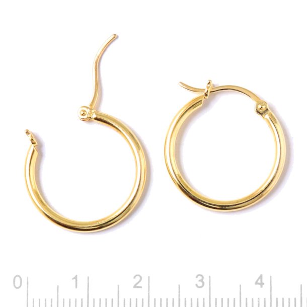 Creole, gold-plated silver, with folding hinge, 20x2 mm, 2 pcs.