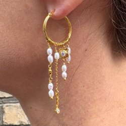 Creole, vergoldetes Sterlingsilber, mit Klappscharnier, 15x2 mm, 2 Stck.