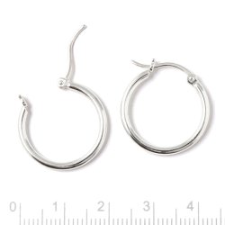 Creole, Sterlingsilber, mit Klappscharnier, 20x2 mm, 2 Stck.