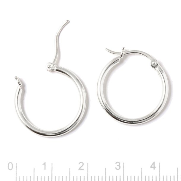 Creole, sterlingsilver, with folding hinge, 20x2 mm, 2 pcs.
