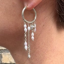 Creole, Sterlingsilber, mit Klappscharnier, 15x2 mm, 2 Stck.