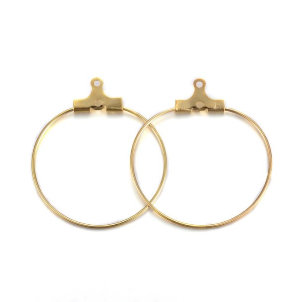 Hanging hoop earring, gilded steel, 25x0.7mm, 6pcs