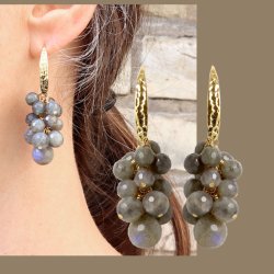 Ohrhaken, Silber, geh&auml;mmerte Tropfen mit &Ouml;se 24x3x0,9 mm, 2 Stk