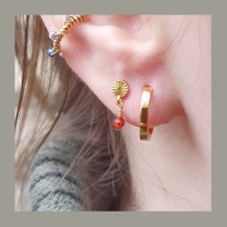 Klappbarer Ohrring, einfach, Silber, 13x2 mm, 2 Stk