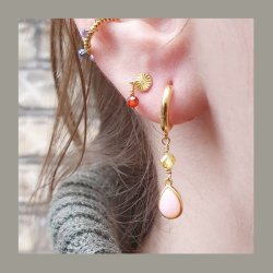 Scharnierkreole, Standard, runder Draht mit se, vergoldetes Silber, 11,5x2 mm, 2 Stk