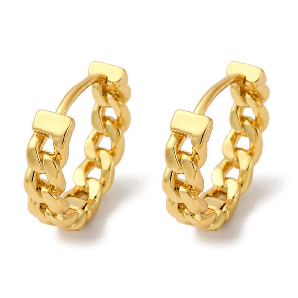 Kreol-Ohrring mit Scharnier, Cuban-Link-Kette, vergoldeter Stahl, 15�16 mm, 2 Stck