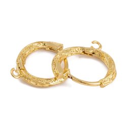 Creole with hinge, slightly twisted with ornaments, 18K gold-plated, 16x15 mm, 2 pcs