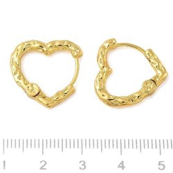 Creole with hinge, uneven heart shape, 18K gold-plated steel, 19x18.5 mm, 2 pcs
