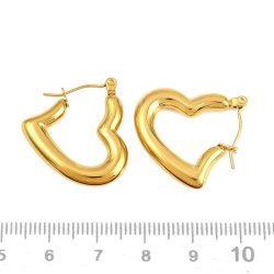 Herzf�rmiger Creole-Ohrring mit Scharnier, vergoldeter Stahl, 24x23 mm, 2 Stck