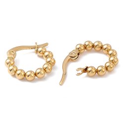 Creole with top hinge, ball chain look, gold-plated steel, 15 mm, 2 pcs