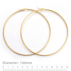 Gro�er Creole-Ohrring, Hoop, mit Klappverschluss, vergoldeter Stahl, 100x2 mm, 2 Stck