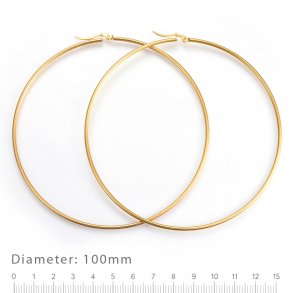 Gro�er Creole-Ohrring, Hoop, mit Klappverschluss, vergoldeter Stahl, 100x2 mm, 2 Stck